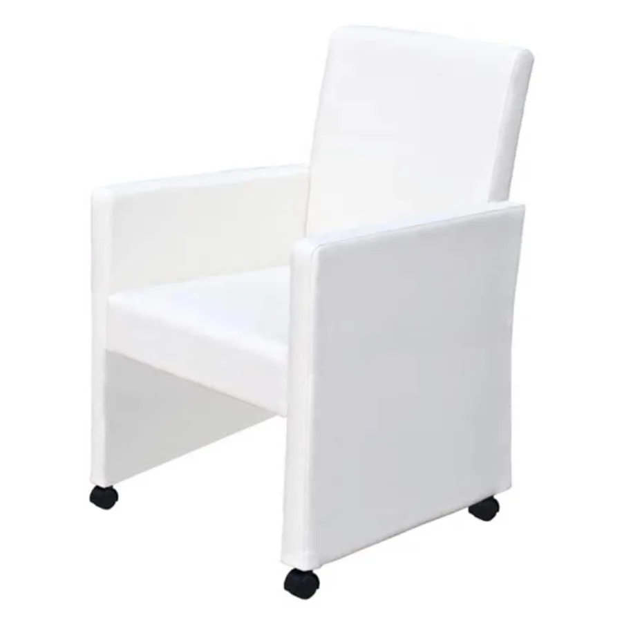 Chaises à manger lot de 2 blanc similicuir - 3