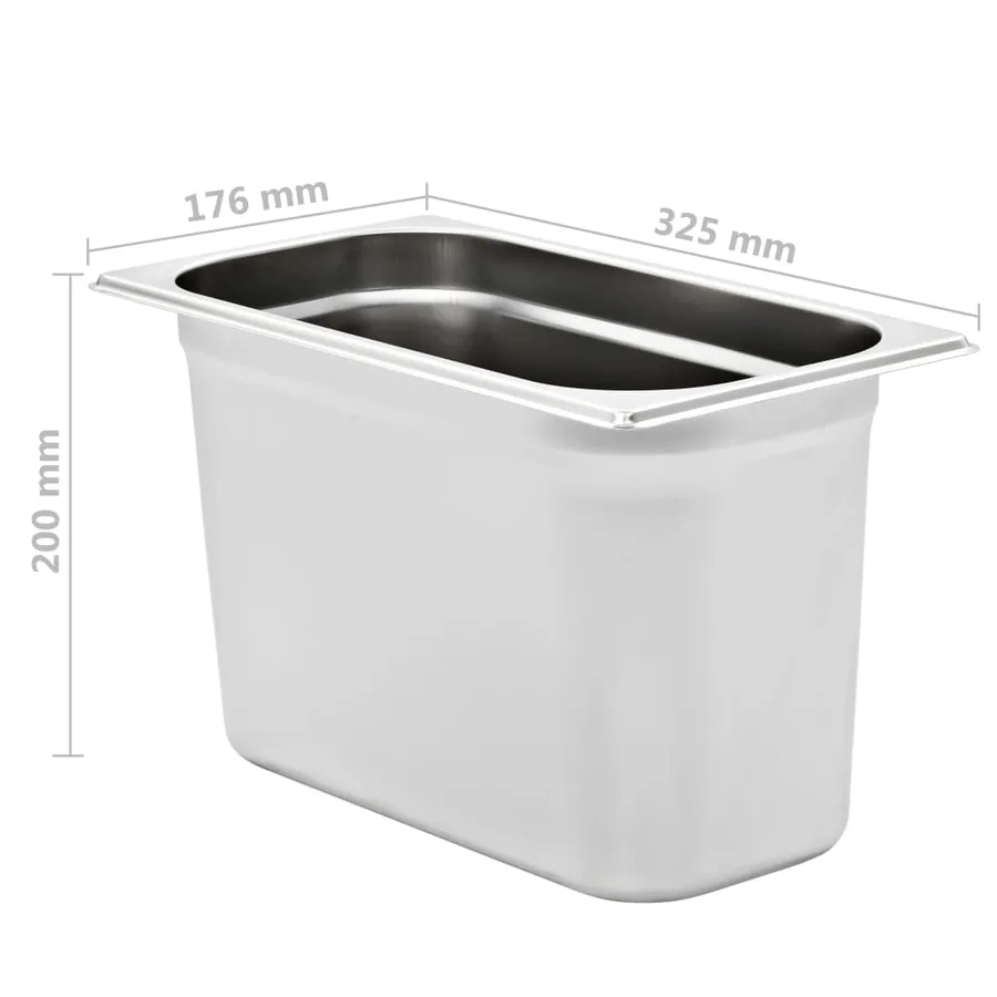 Récipients Gastronorm 4 pcs GN 1/3 200 mm Acier inoxydable - 8