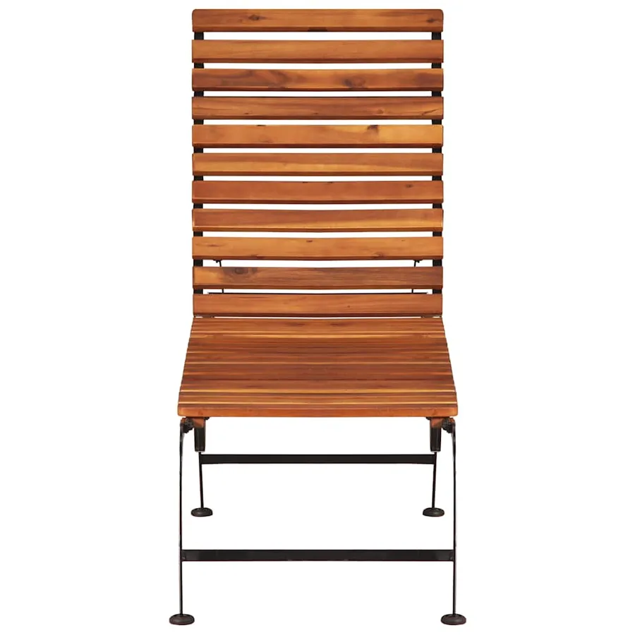 Chaise longue avec pieds en acier Bois d'acacia massif - 2