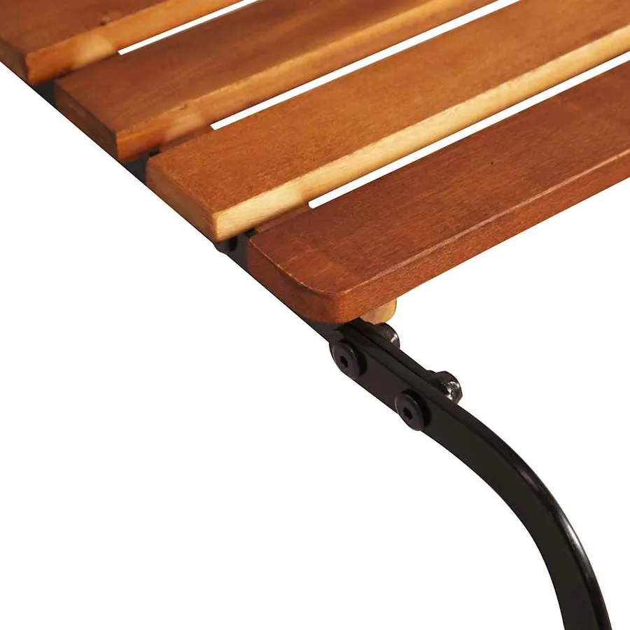 Chaise longue avec pieds en acier Bois d'acacia massif - 3