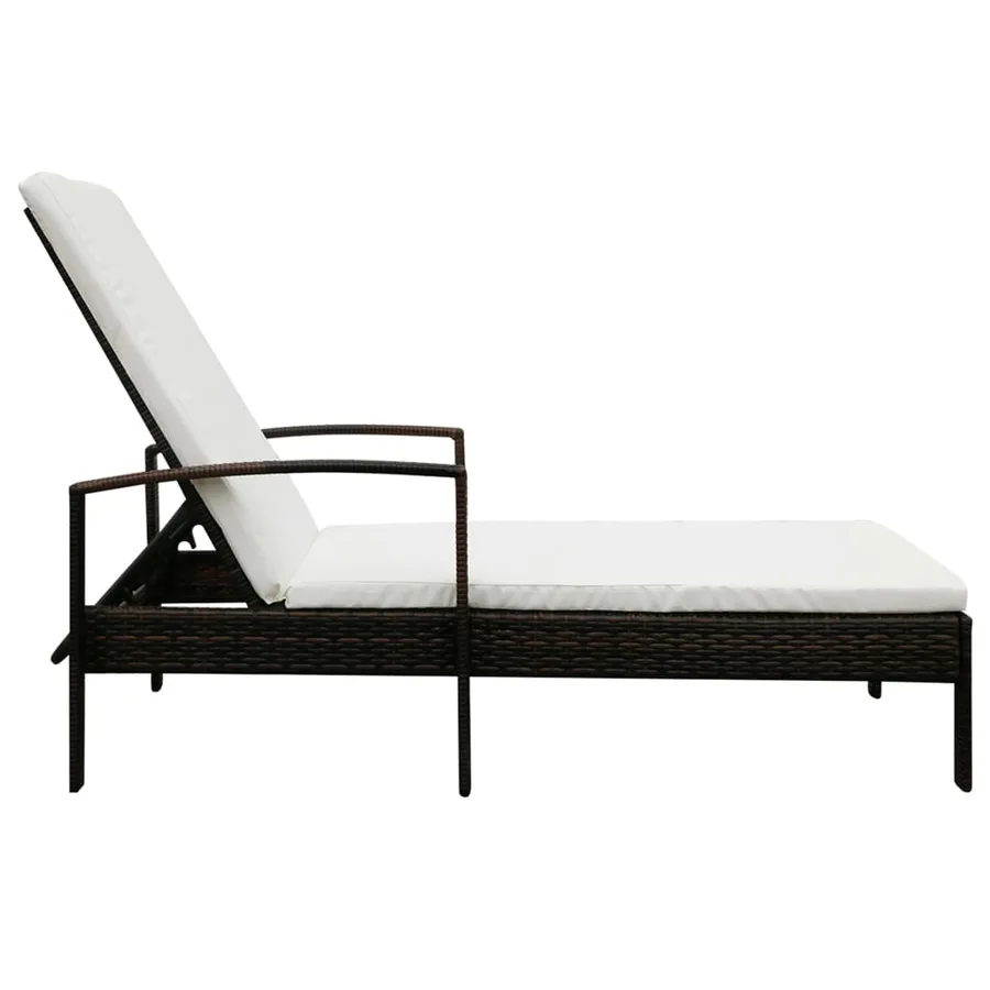Chaise longue avec coussin Résine tressée Marron - 2