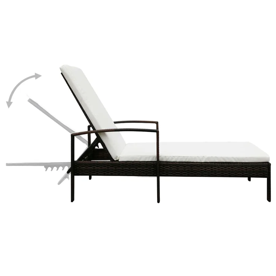 Chaise longue avec coussin Résine tressée Marron - 4