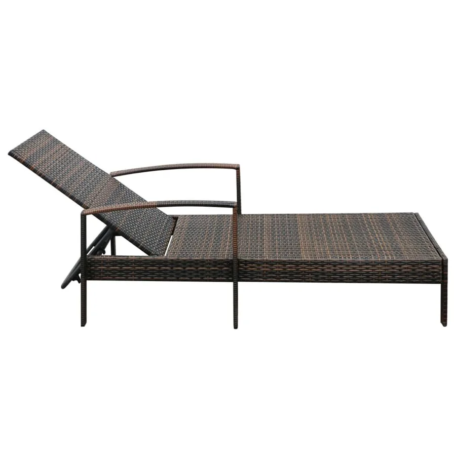 Chaise longue avec coussin Résine tressée Marron - 6