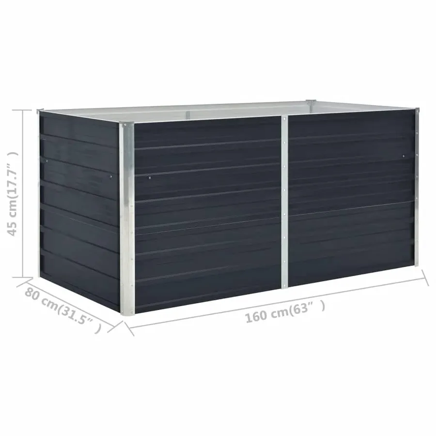 Jardinière 160 x 80 x 45 cm Acier galvanisé Anthracite - 7