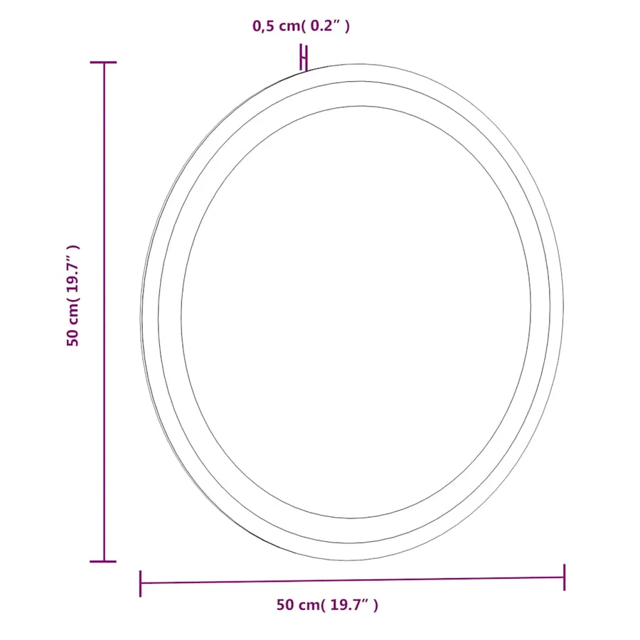 Miroir de salle de bain à LED 50 cm rond - 12