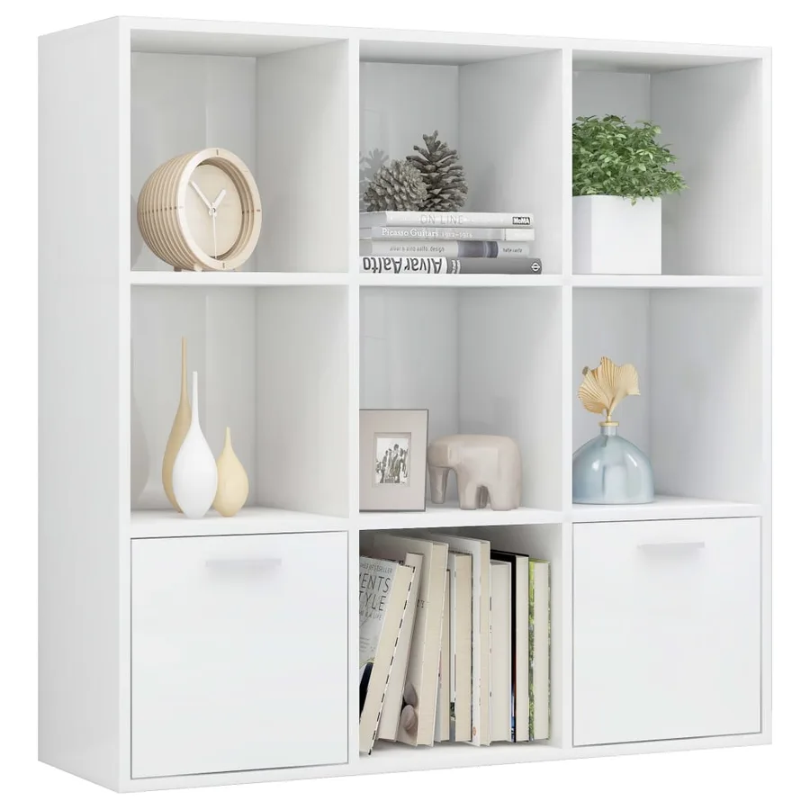 Bibliothèque Blanc brillant 98x30x98 cm Bois d’ingénierie - 3
