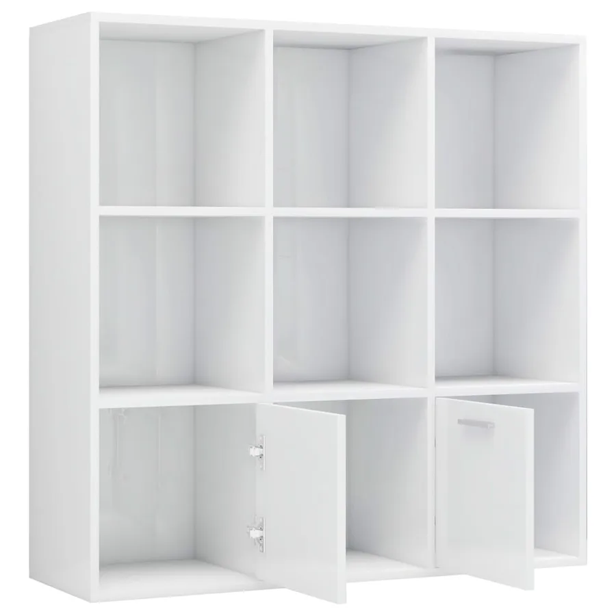 Bibliothèque Blanc brillant 98x30x98 cm Bois d’ingénierie - 5