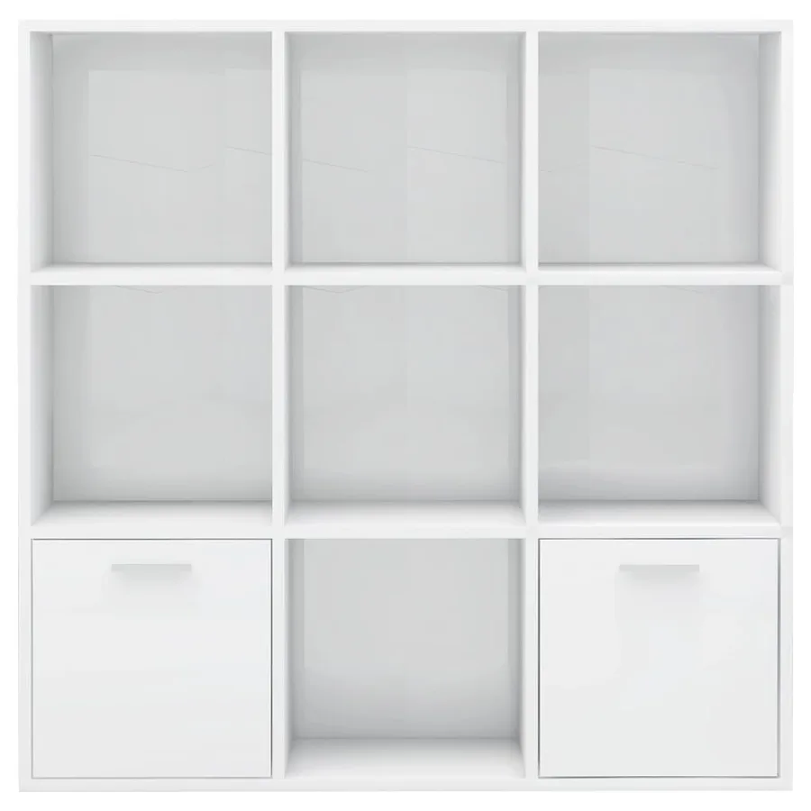 Bibliothèque Blanc brillant 98x30x98 cm Bois d’ingénierie - 7