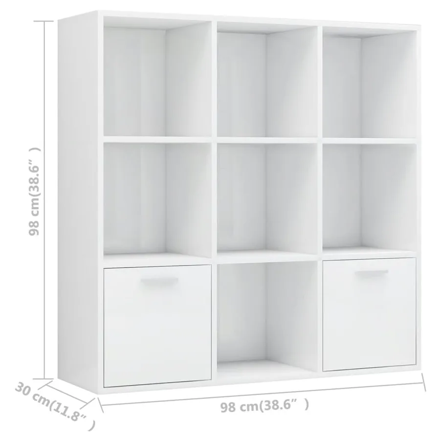 Bibliothèque Blanc brillant 98x30x98 cm Bois d’ingénierie - 9