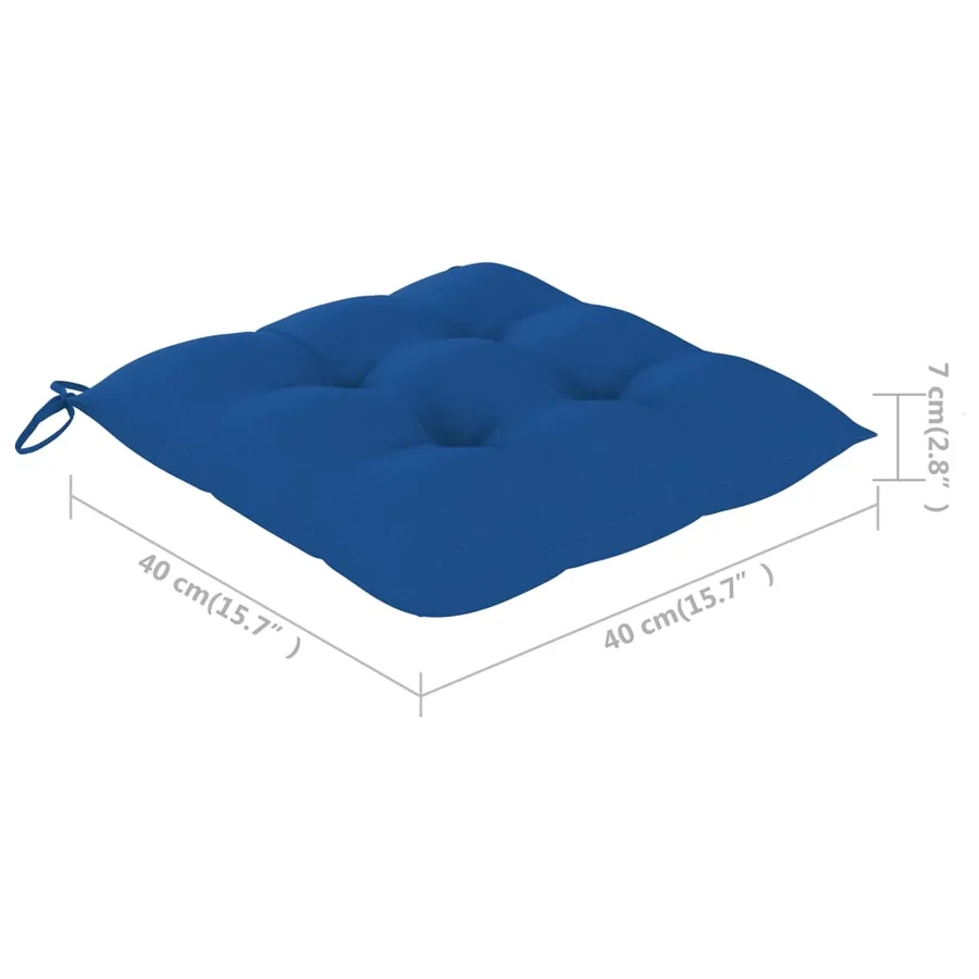 Chaises de jardin avec coussins bleu lot de 3 Bois teck massif - 11