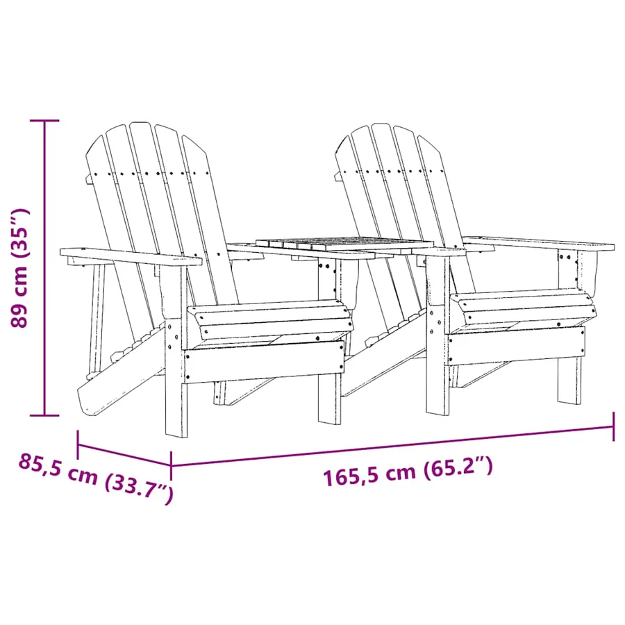Chaises de jardin Adirondack avec table bois de sapin solide - 6
