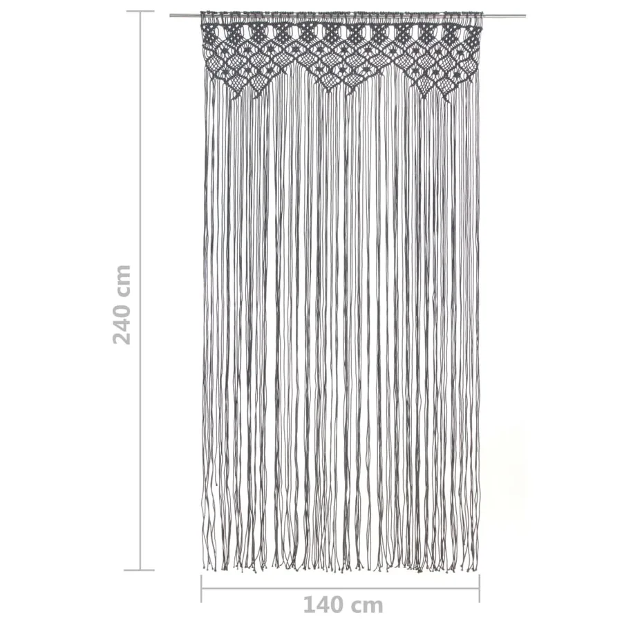 Rideau en macramé Anthracite 140x240 cm Coton - 5