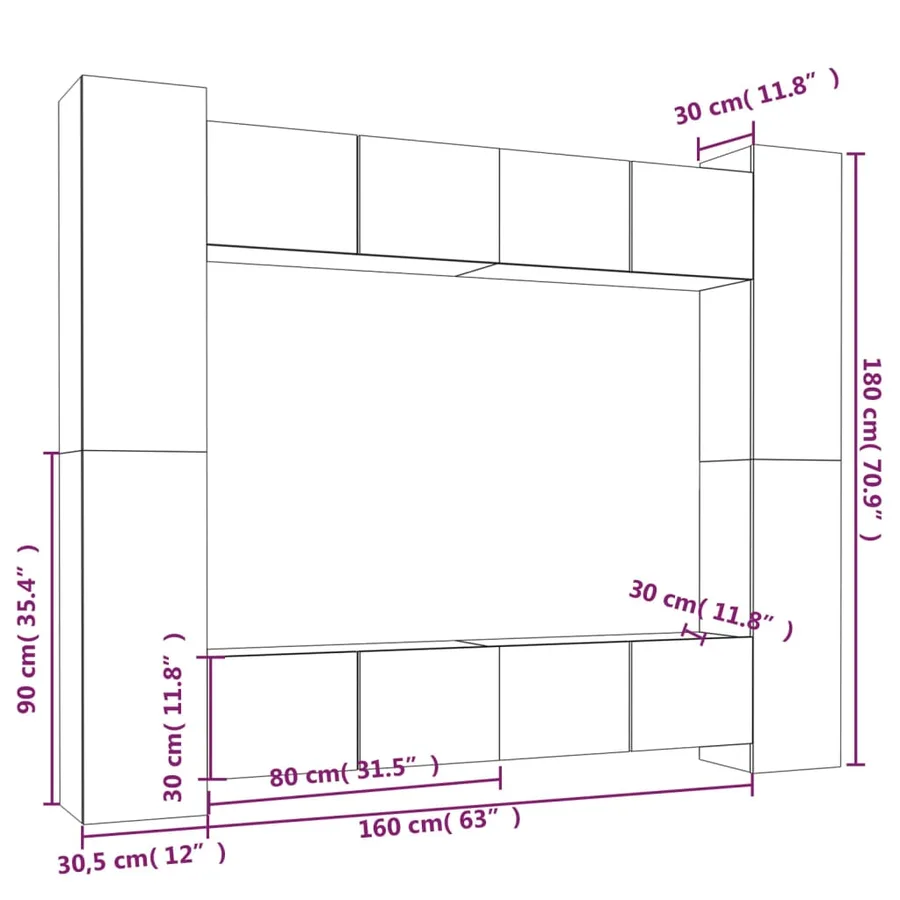 Ensemble de meubles TV 8 pcs Chêne sonoma Bois d'ingénierie - 11