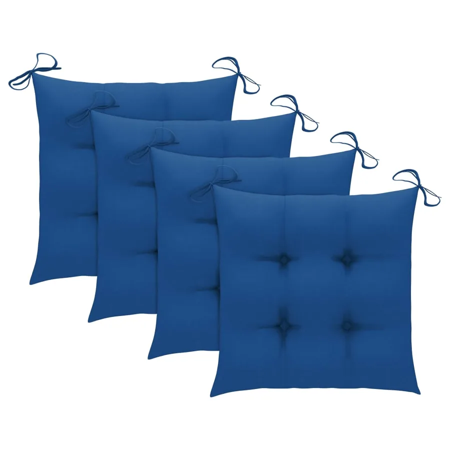 Chaises de jardin et coussins bleu lot de 4 Bois de teck massif - 7