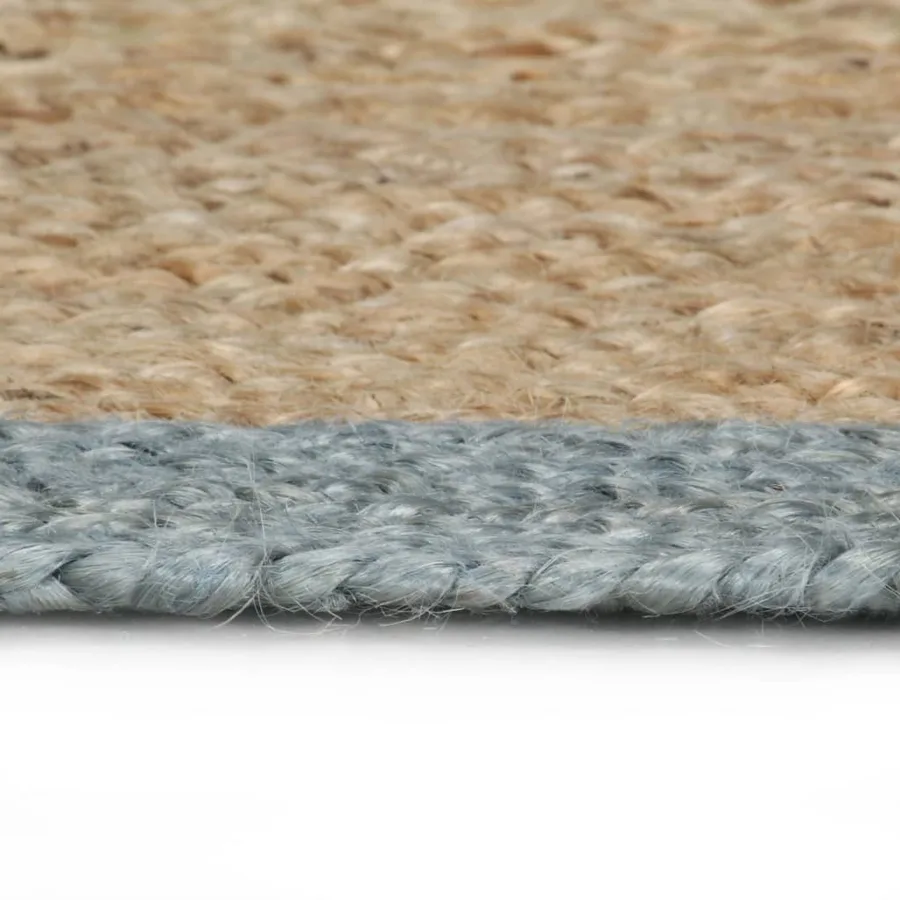 Tapis fait à la main Jute avec bord vert olive 90 cm - 3
