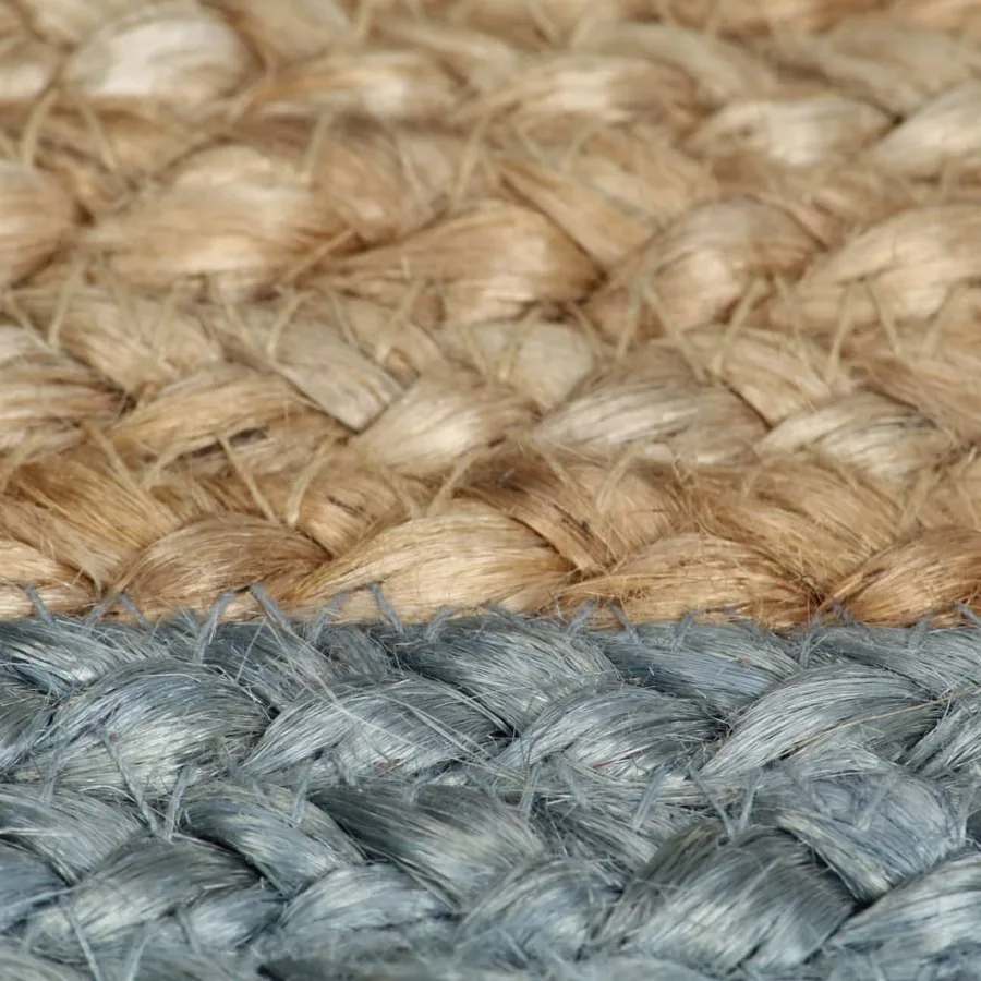 Tapis fait à la main Jute avec bord vert olive 90 cm - 5