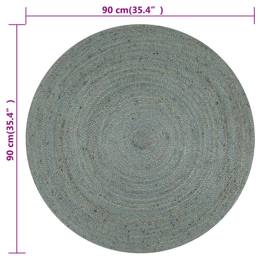 Tapis fait à la main Jute Rond 90 cm Vert olive - 6