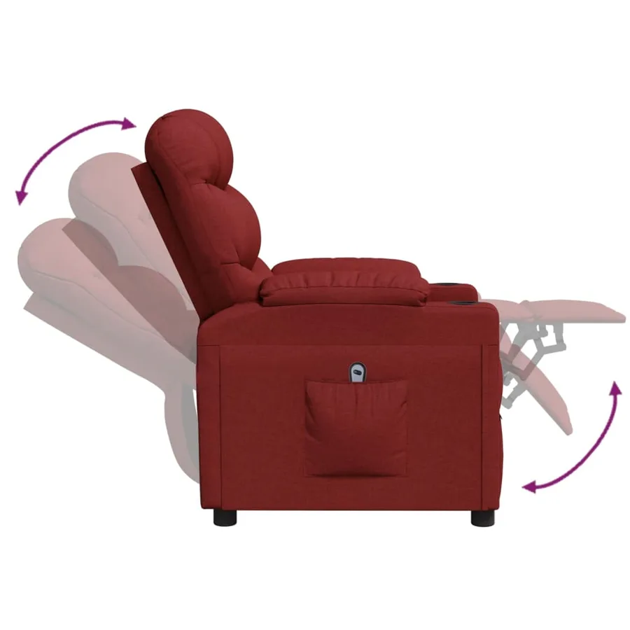 Fauteuil inclinable électrique Rouge bordeaux Tissu - 7