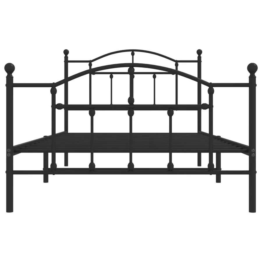 Cadre de lit métal sans matelas avec pied de lit noir 107x203cm - 5