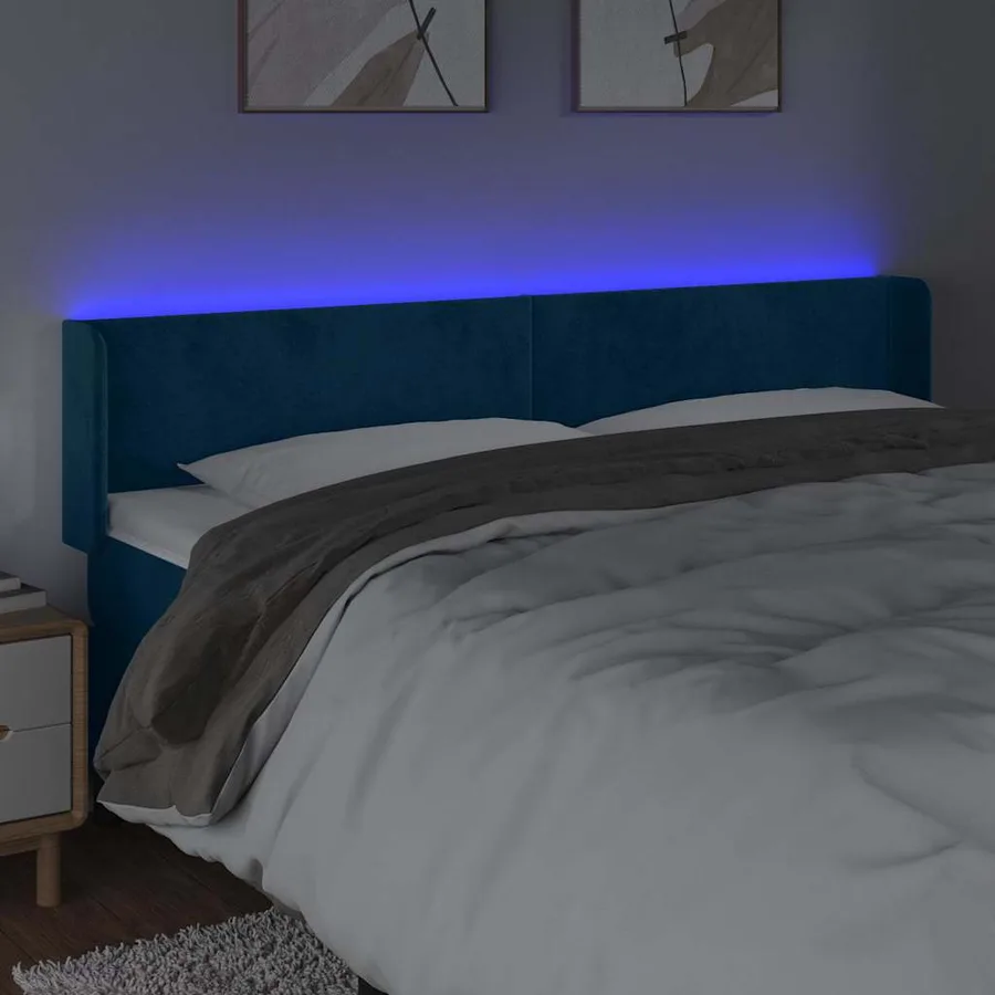 Tête de lit à LED Bleu foncé 163x16x78/88 cm Velours - 4