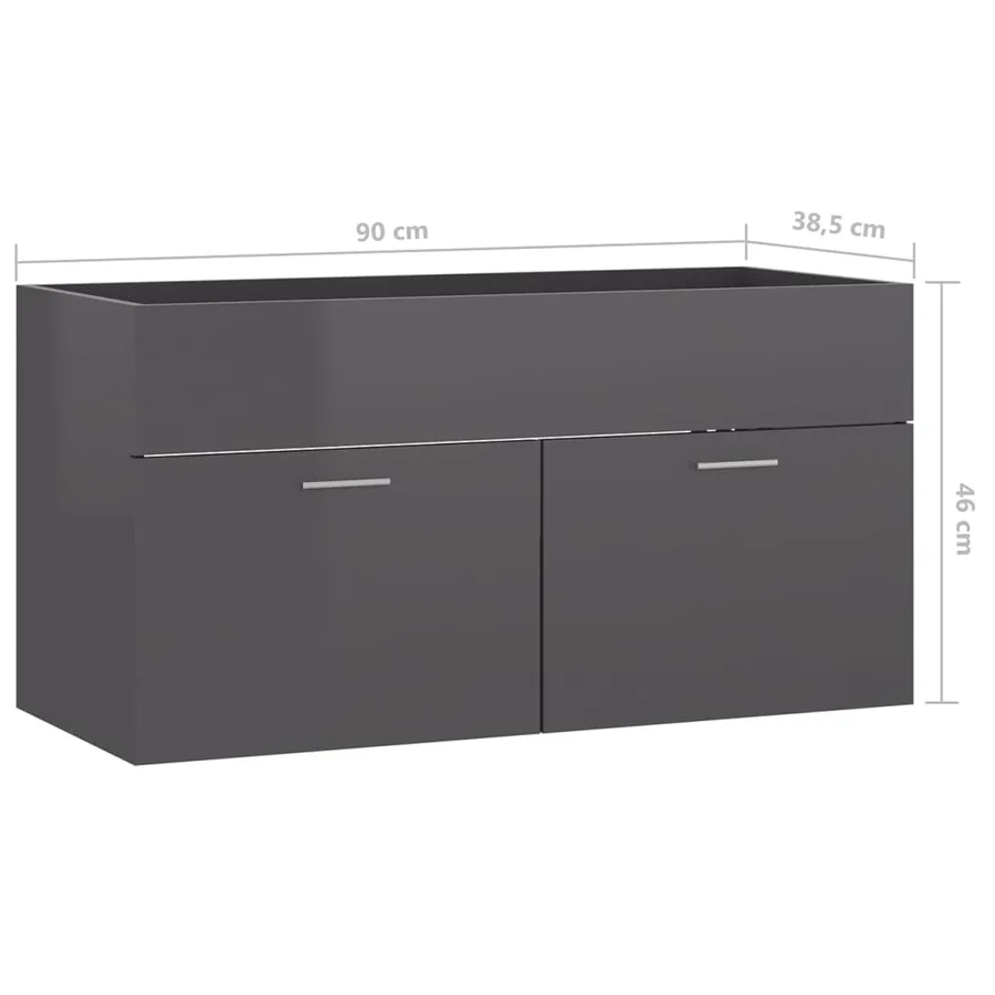 Armoire d'évier avec lavabo intégré Gris brillant Aggloméré - 14