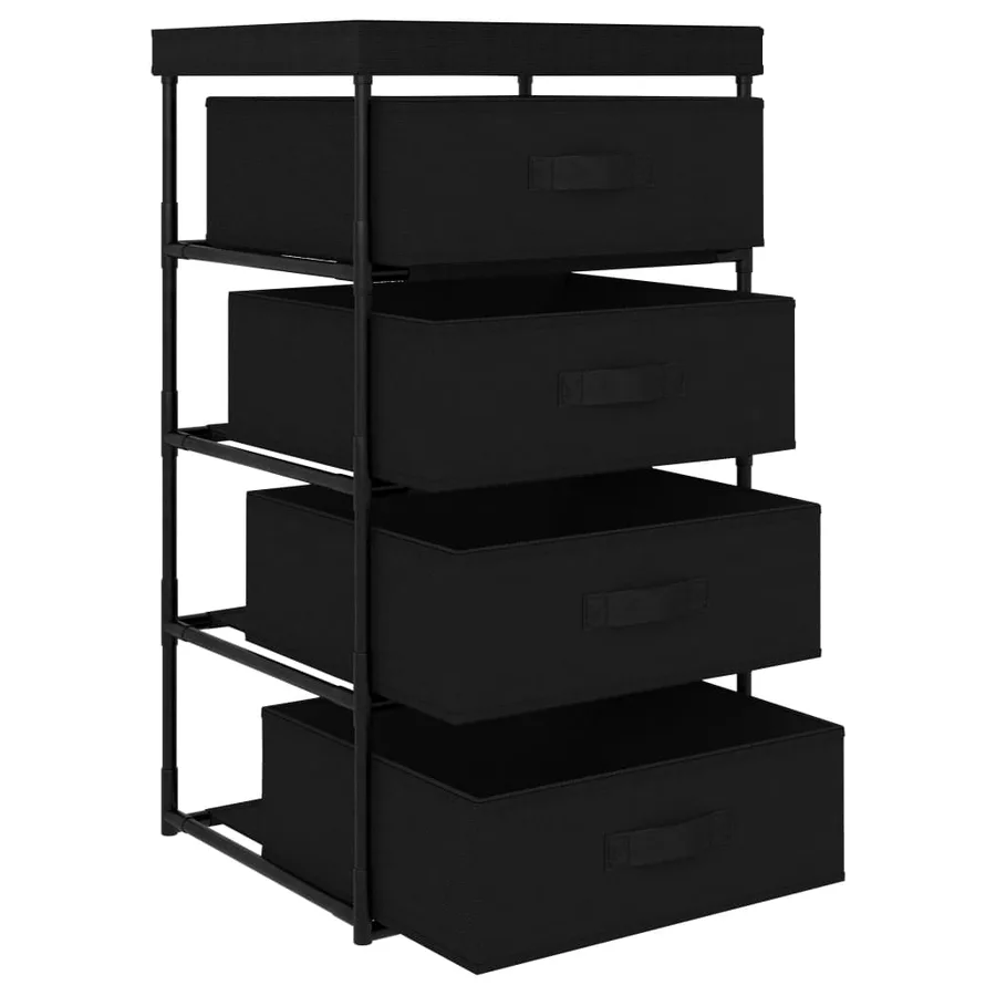 Étagère de rangement avec 4 paniers en tissu Acier Noir - 3