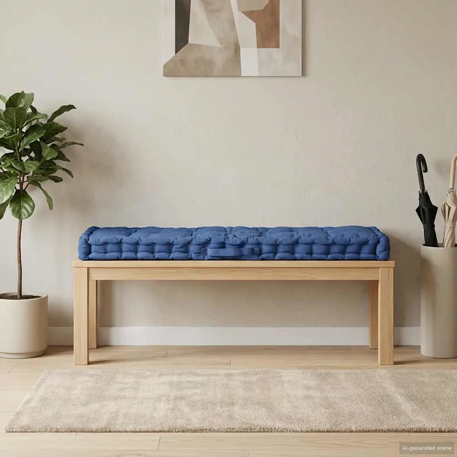 Coussin de plancher de palette Coton 120x40x7 cm Bleu clair