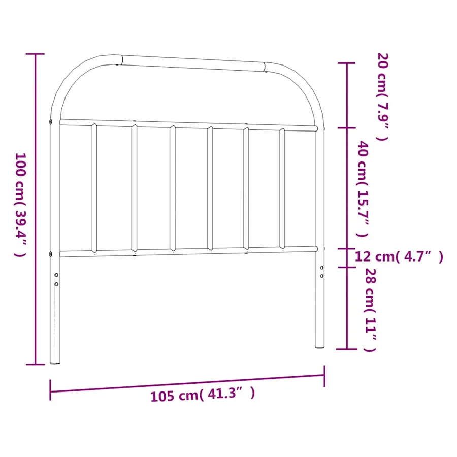 Tête de lit de remplacement métal noir 100 cm - 7