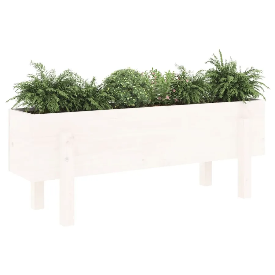 Lit surélevé de jardin blanc 101x30x38 cm bois de pin massif - 3