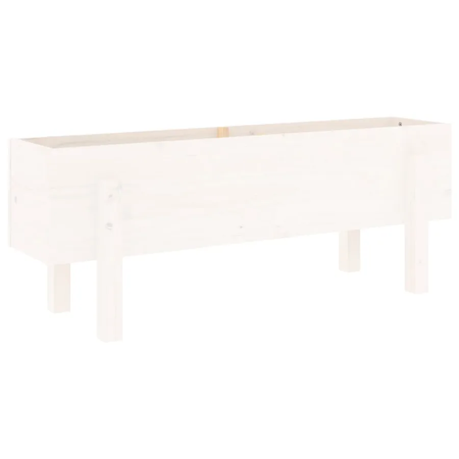 Lit surélevé de jardin blanc 101x30x38 cm bois de pin massif - 4