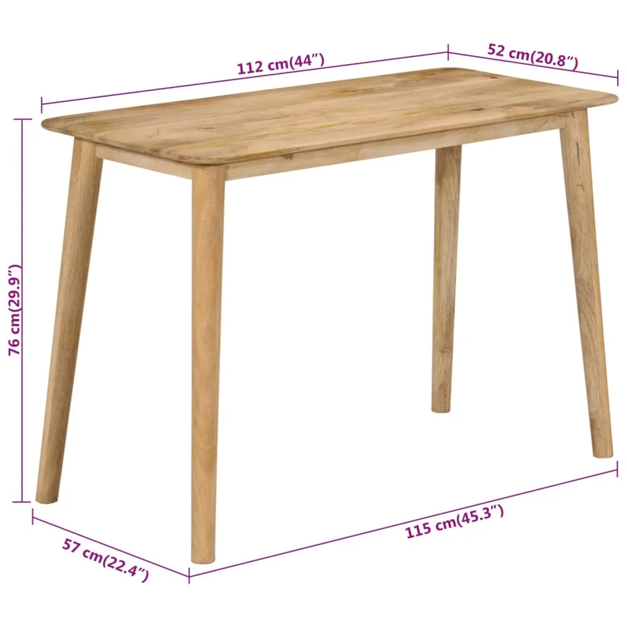Table à dîner 112x52x76 cm bois de manguier massif - 8