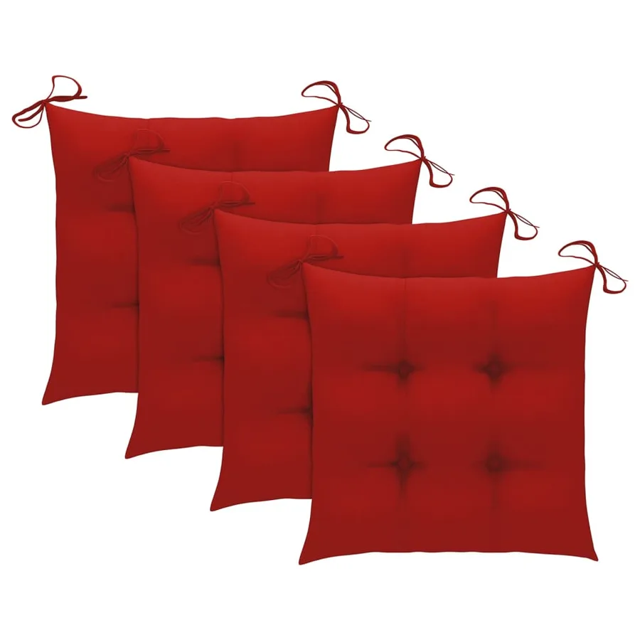 Chaises pliables de jardin avec coussins lot de 4 Teck solide - 7