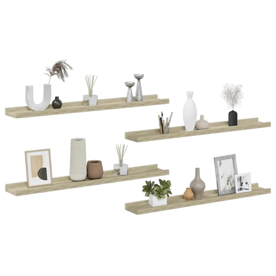 Étagères murales 4 pcs chêne sonoma 80x9x3 cm - 4