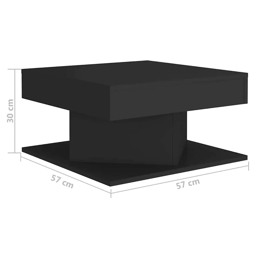 Table basse Noir 57x57x30 cm Bois d'ingénierie - 5