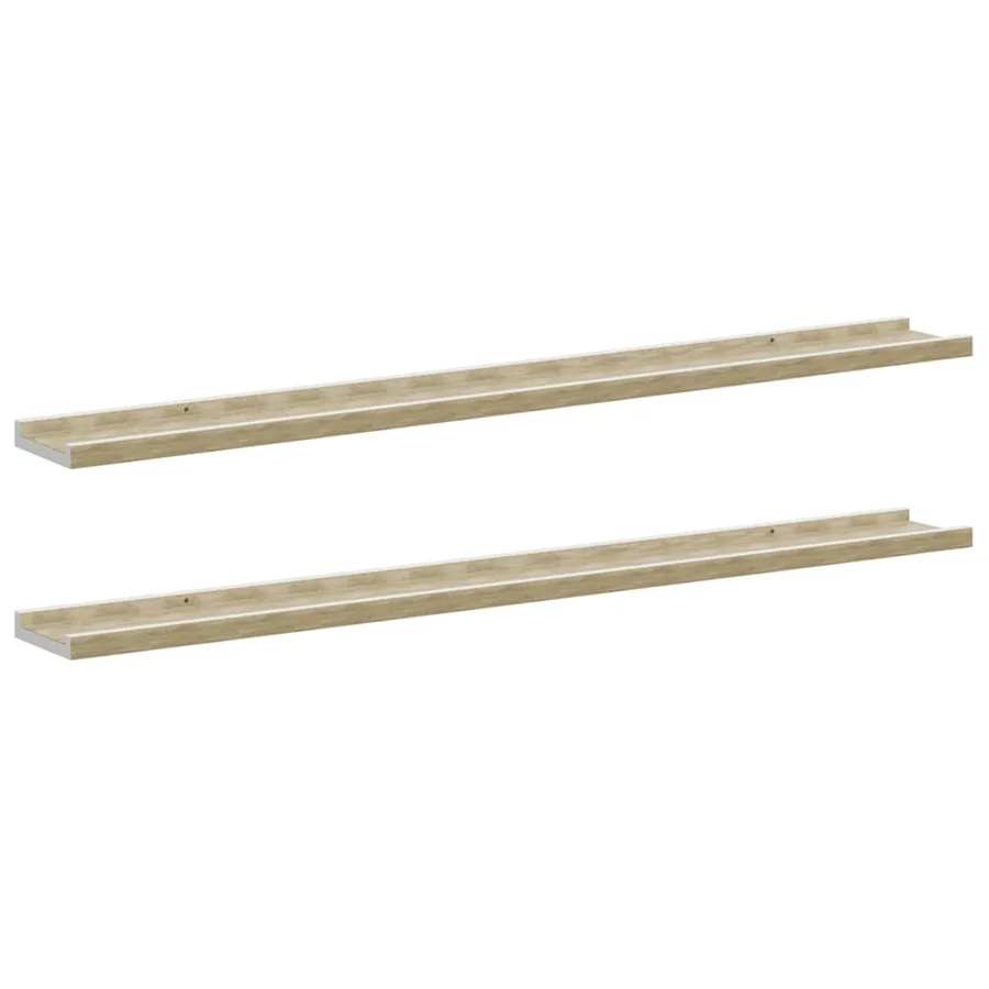 Étagères murales 2 pcs blanc et chêne sonoma 100x9x3 cm - 2