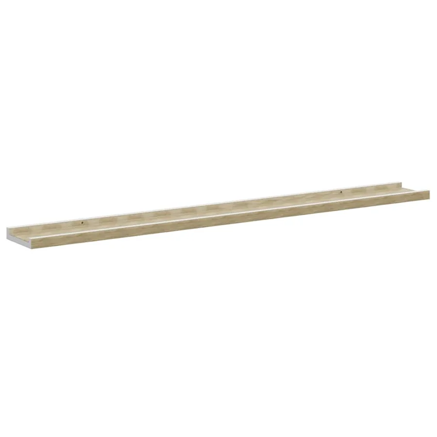 Étagères murales 2 pcs blanc et chêne sonoma 100x9x3 cm - 5