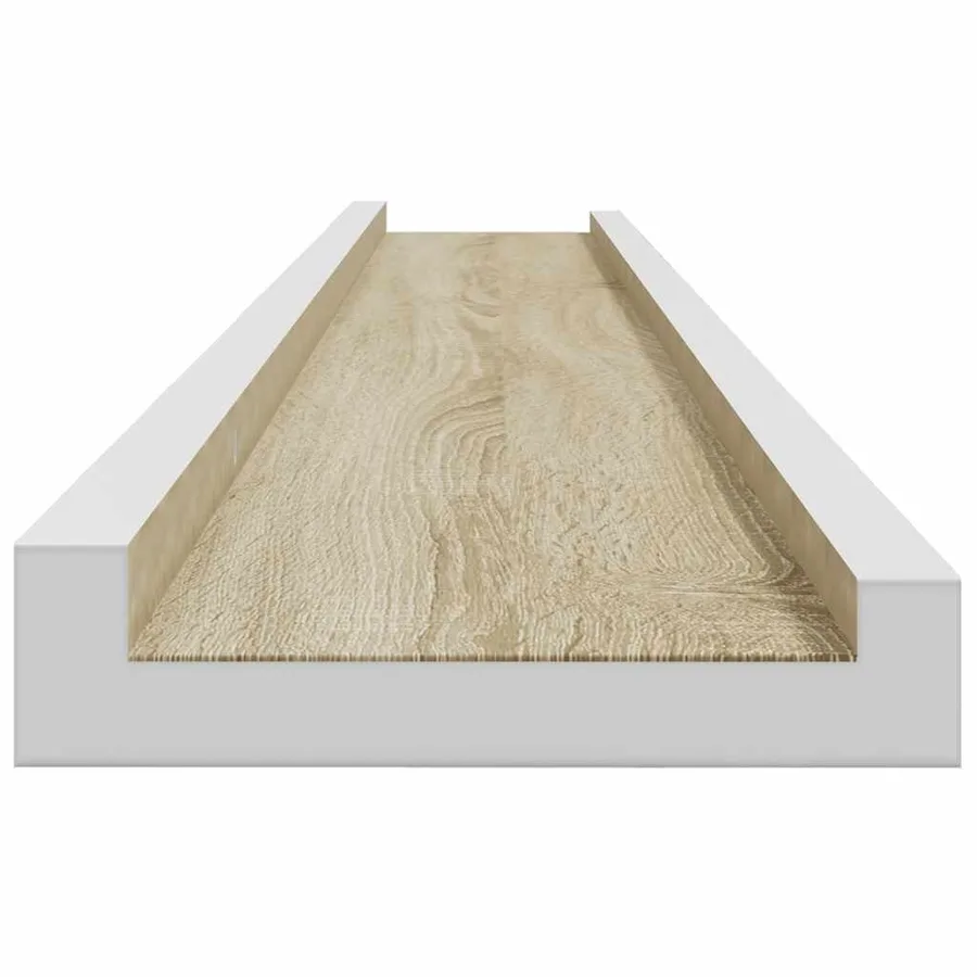 Étagères murales 2 pcs blanc et chêne sonoma 100x9x3 cm - 7