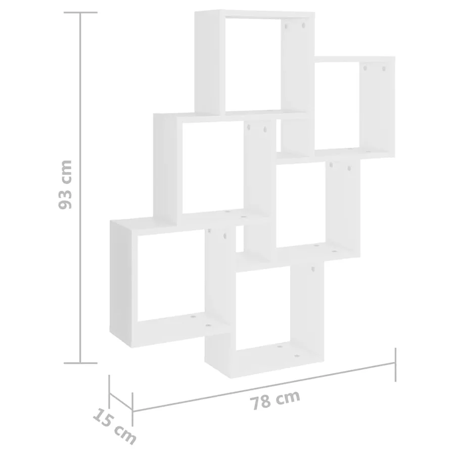 Étagère murale cube Blanc 78x15x93 cm Bois d’ingénierie - 6
