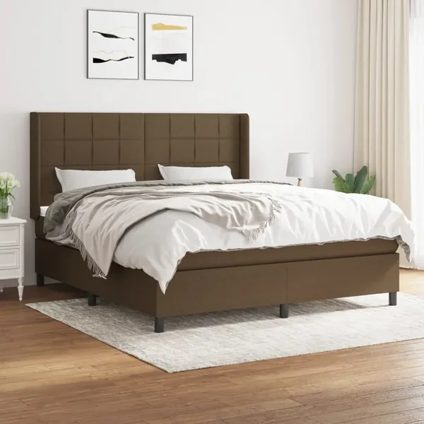 Sommier à lattes de lit avec matelas Marron foncé 180x200 cm