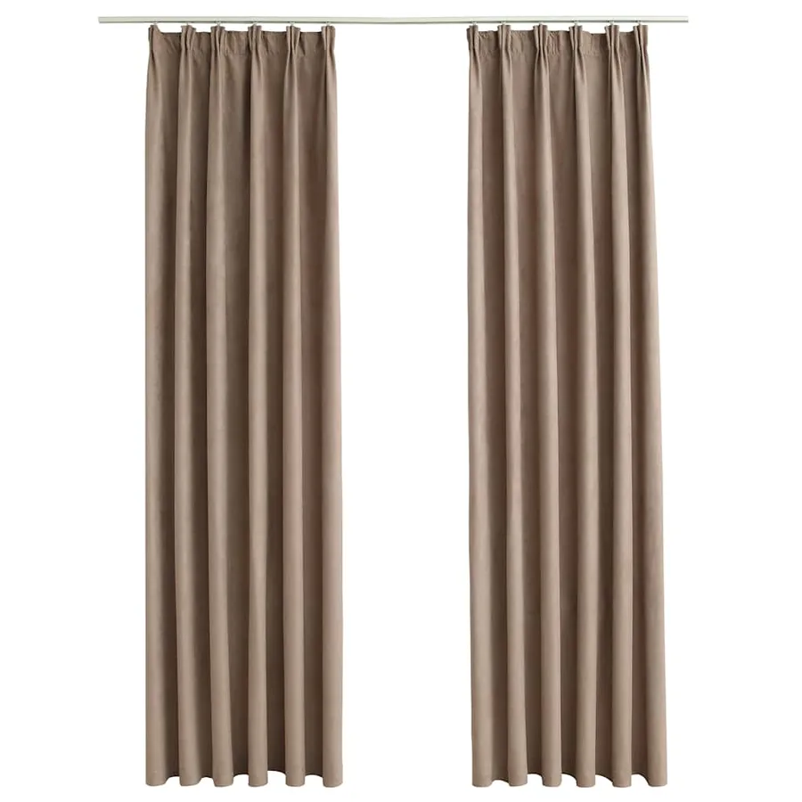 Rideaux occultants avec crochets 2 pcs Taupe 140x175 cm - 2