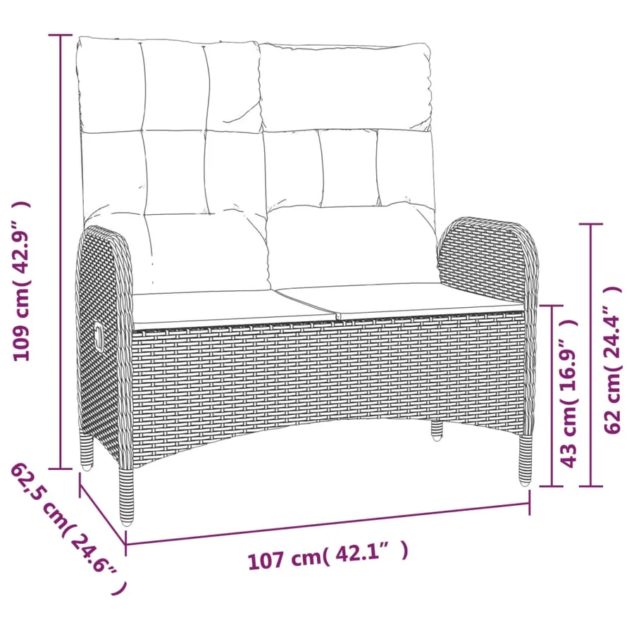 Ensemble à manger jardin 4pcs et coussins Gris Résine tressée - 9