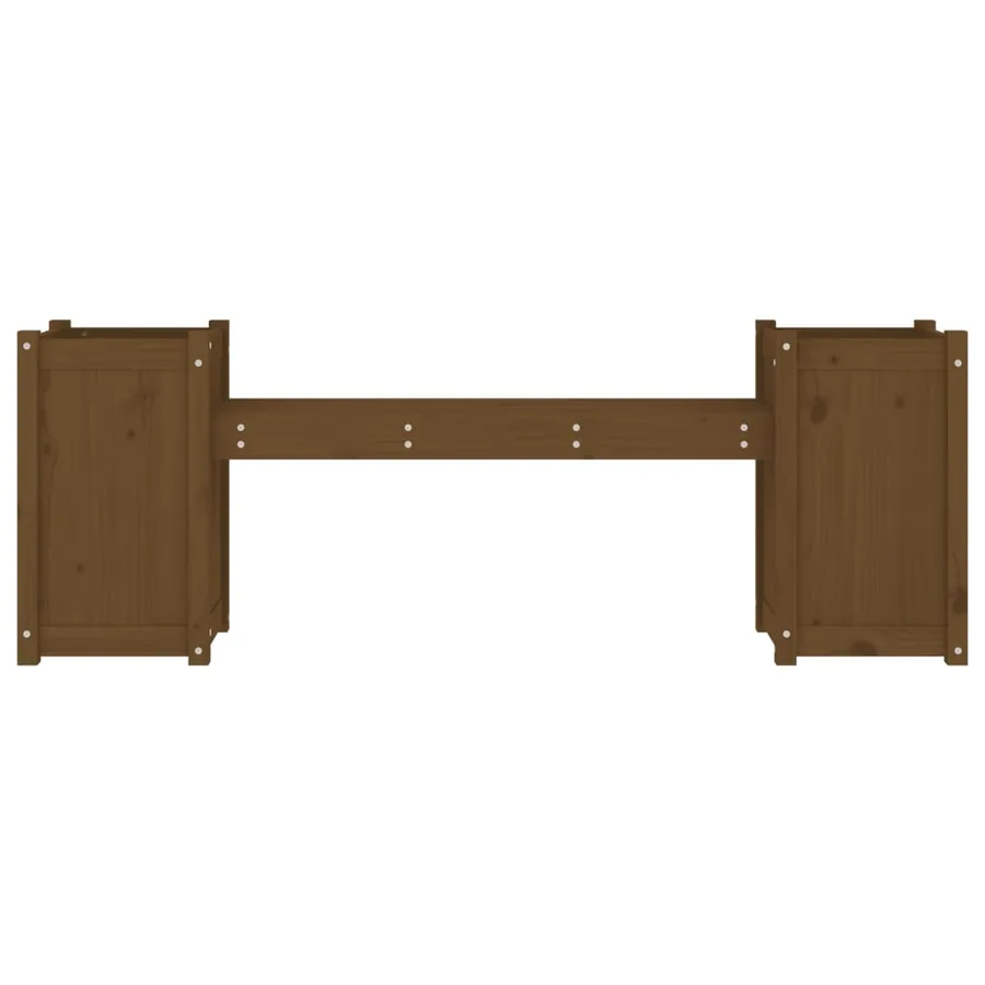 Banc avec jardinières marron miel bois massif de pin - 4