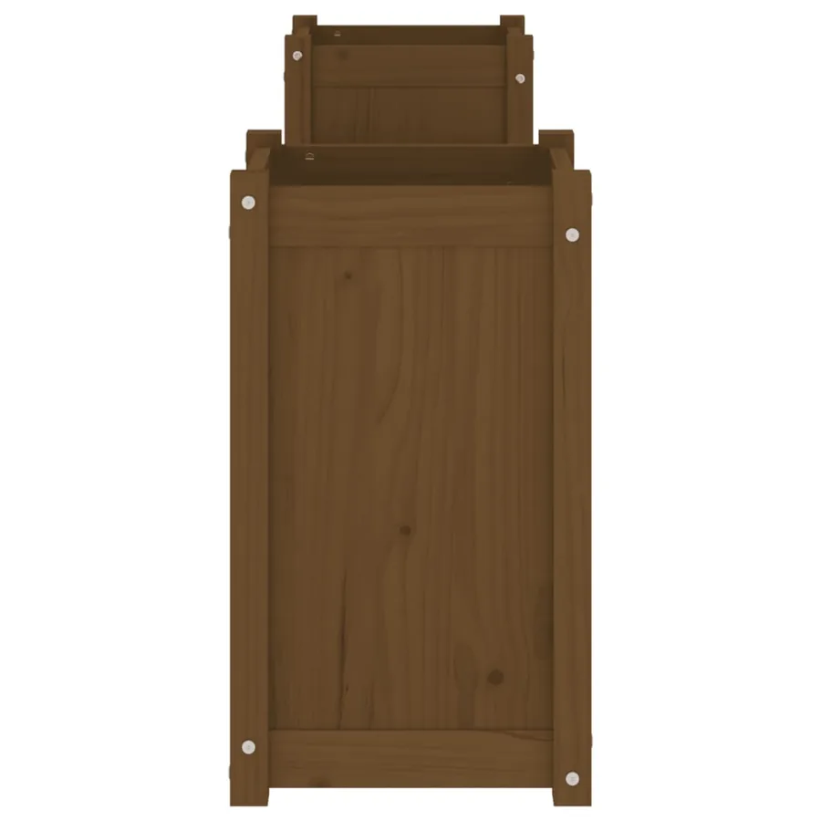 Banc avec jardinières marron miel bois massif de pin - 5