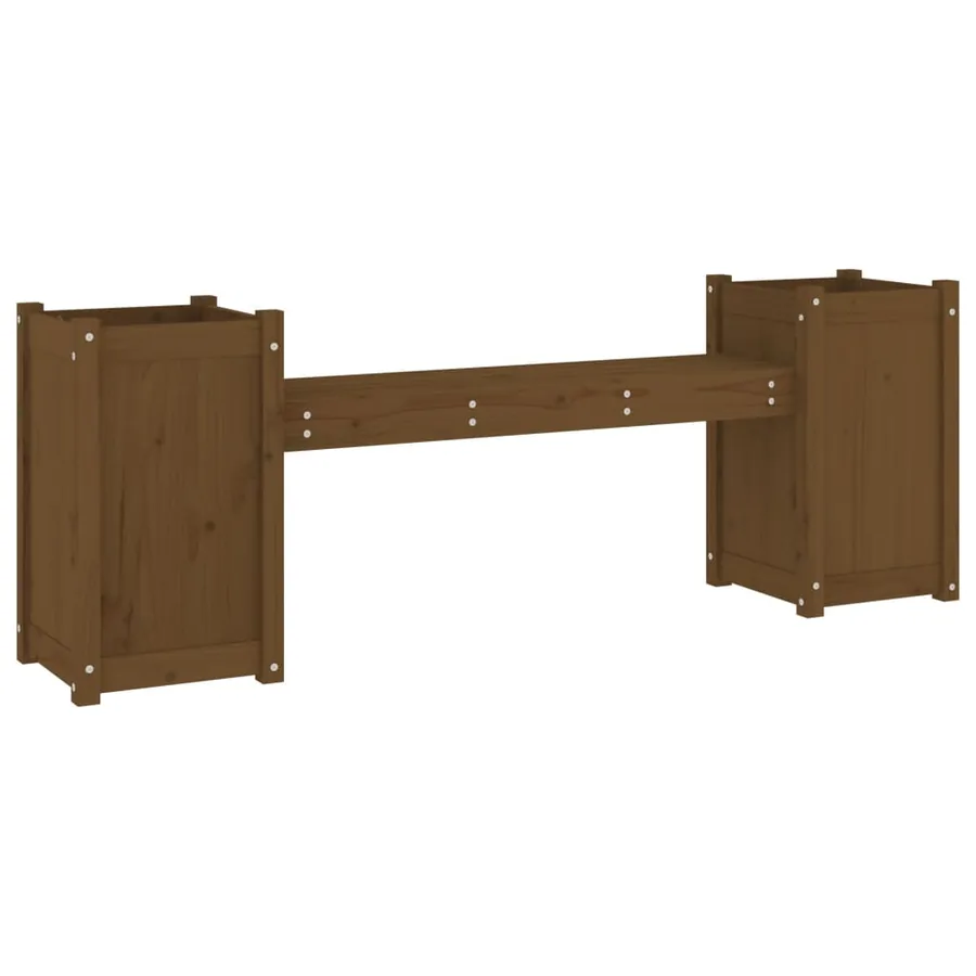Banc avec jardinières marron miel bois massif de pin - 6