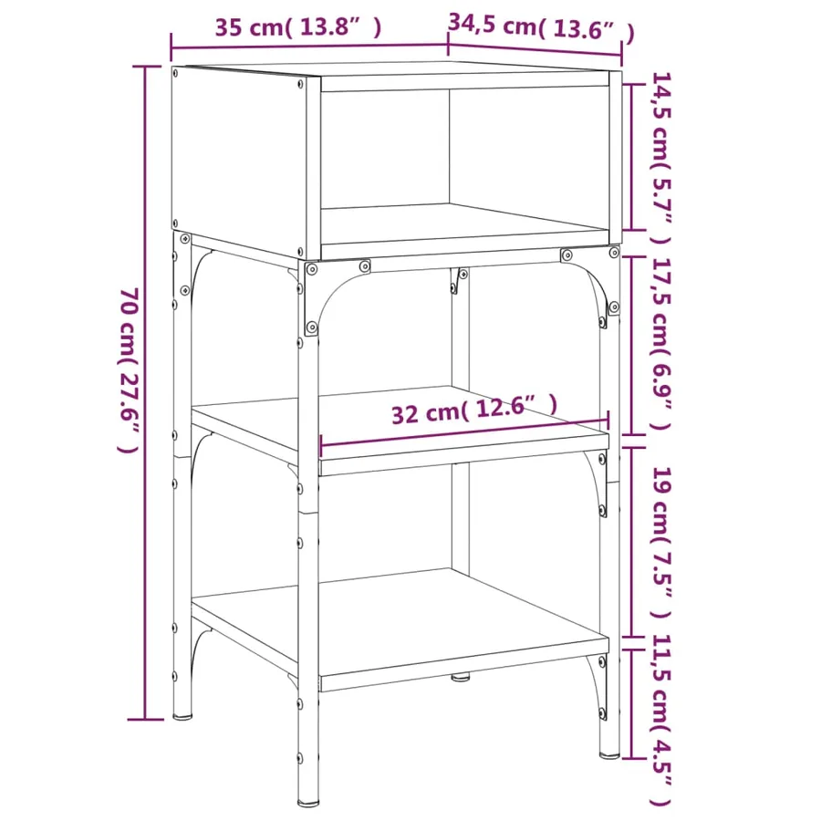 Tables de chevet 2pcs chêne fumé 35x34,5x70 c bois d’ingénierie - 10
