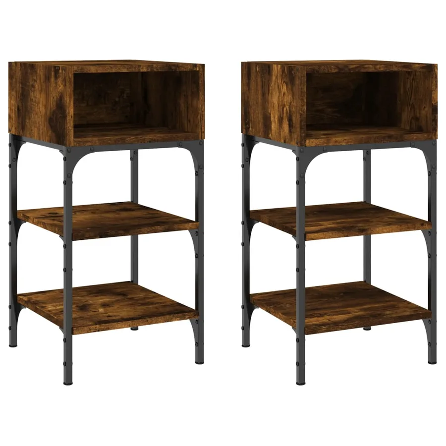 Tables de chevet 2pcs chêne fumé 35x34,5x70 c bois d’ingénierie - 2