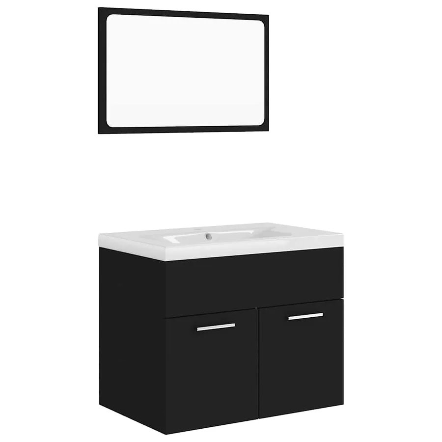 Ensemble de meubles de salle de bain Noir Aggloméré - 2