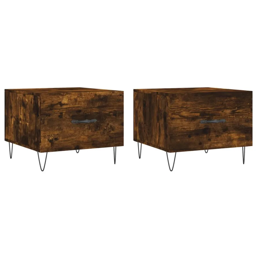 Tables basses 2 pcs chêne fumé 50x50x40 cm bois d'ingénierie - 2