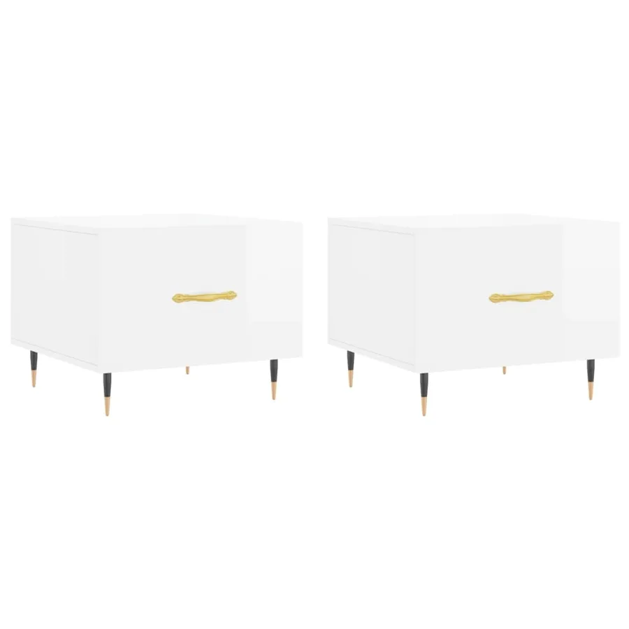 Tables basses 2 pcs blanc brillant 50x50x40cm bois d'ingénierie - 2