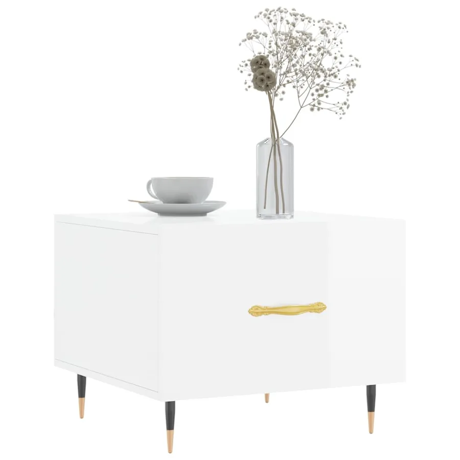 Tables basses 2 pcs blanc brillant 50x50x40cm bois d'ingénierie - 3